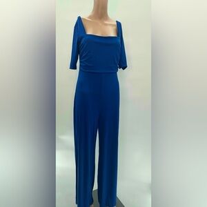 Stylish & Chic Square Neck Royal Blue Jumpsuit with Short Sleeves – Size S, NWT